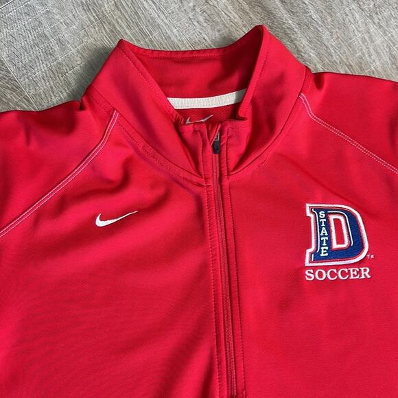 NIKE DRI-FIT Red Long Sleeve 1/2 Zip Pullover Dixie State Soccer Logo Mens Small - Picture 3 of 8